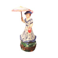 Woman Umbrella Parasol Blue Monet Box, a hand-painted Limoges porcelain gift