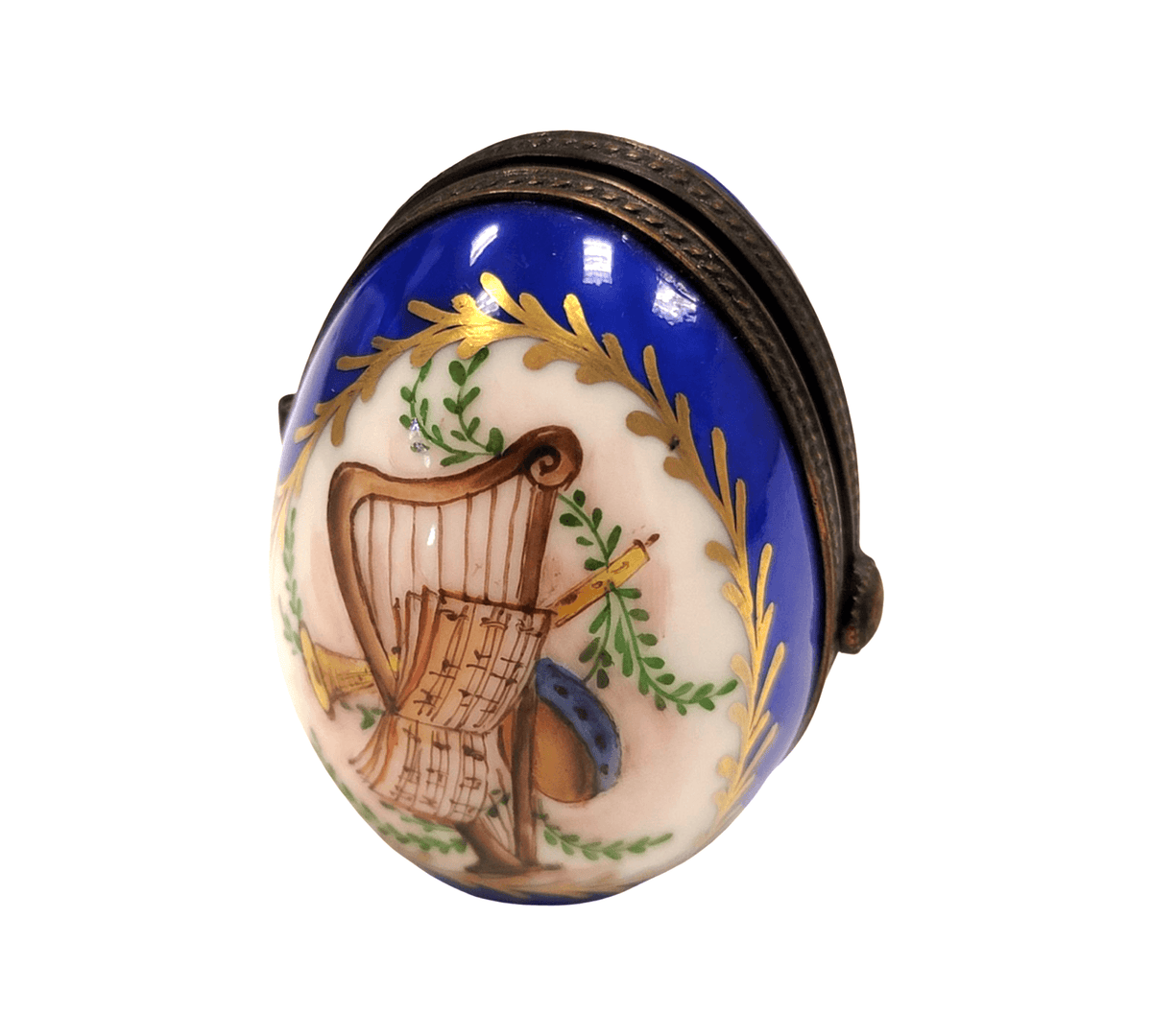 Genuine Blue Music Oval Picture Frame Limoges box painted by hand in France, from Limoges Boutique