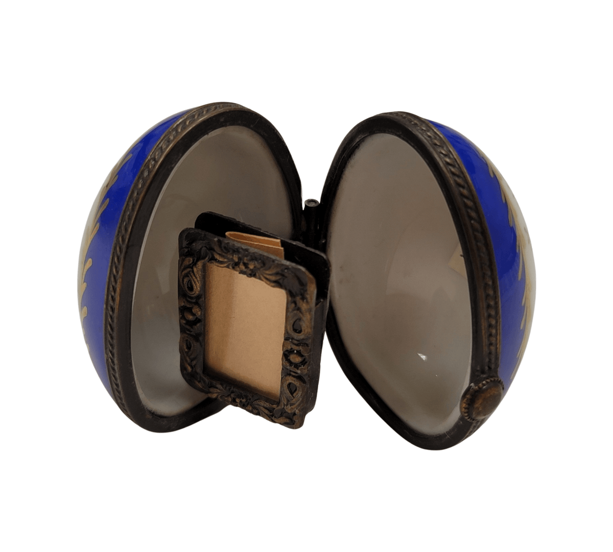 The Blue Oval Flowers Vertical Picture Frame, a Limoges keepsake with true French charm