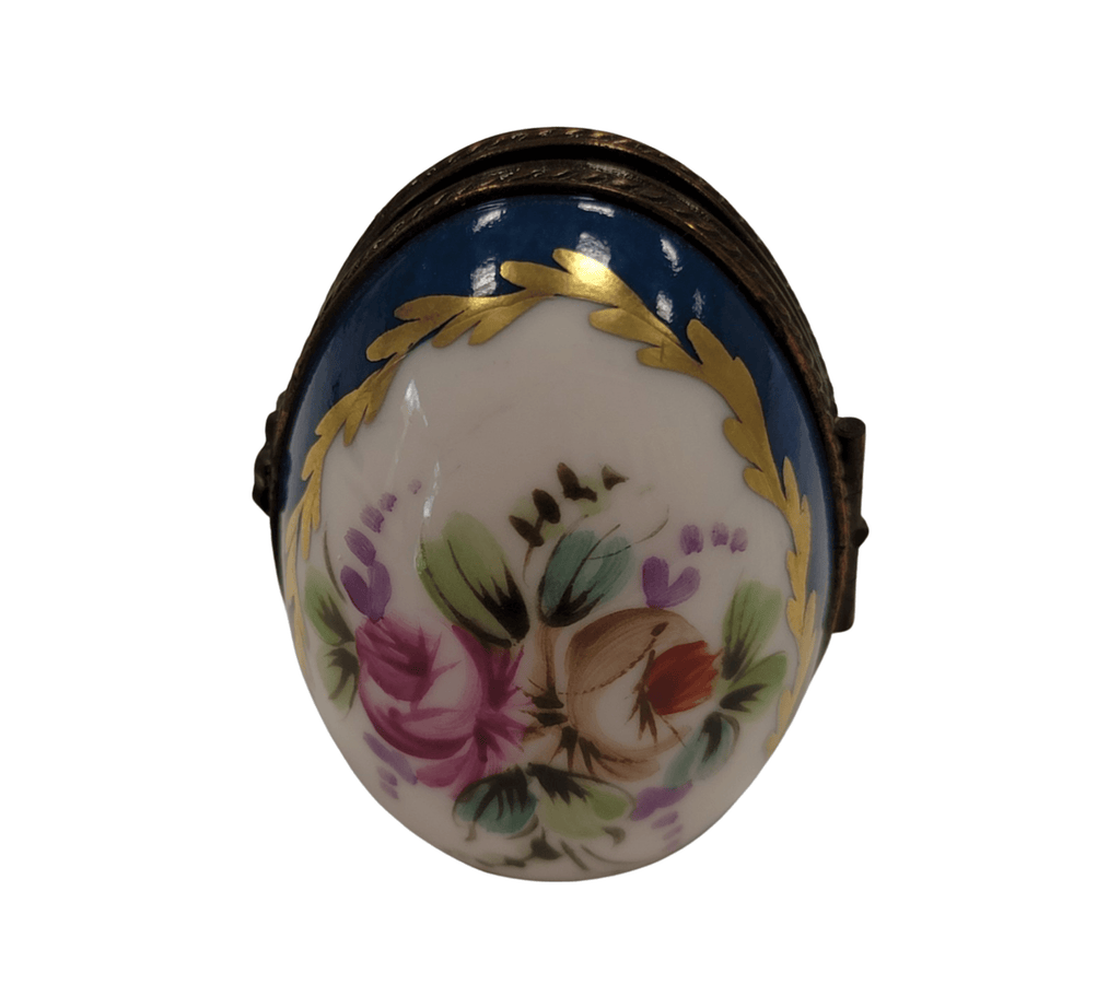 Blue Oval Flowers Vertical Picture Frame Limoges box, an heirloom-quality piece for collectors