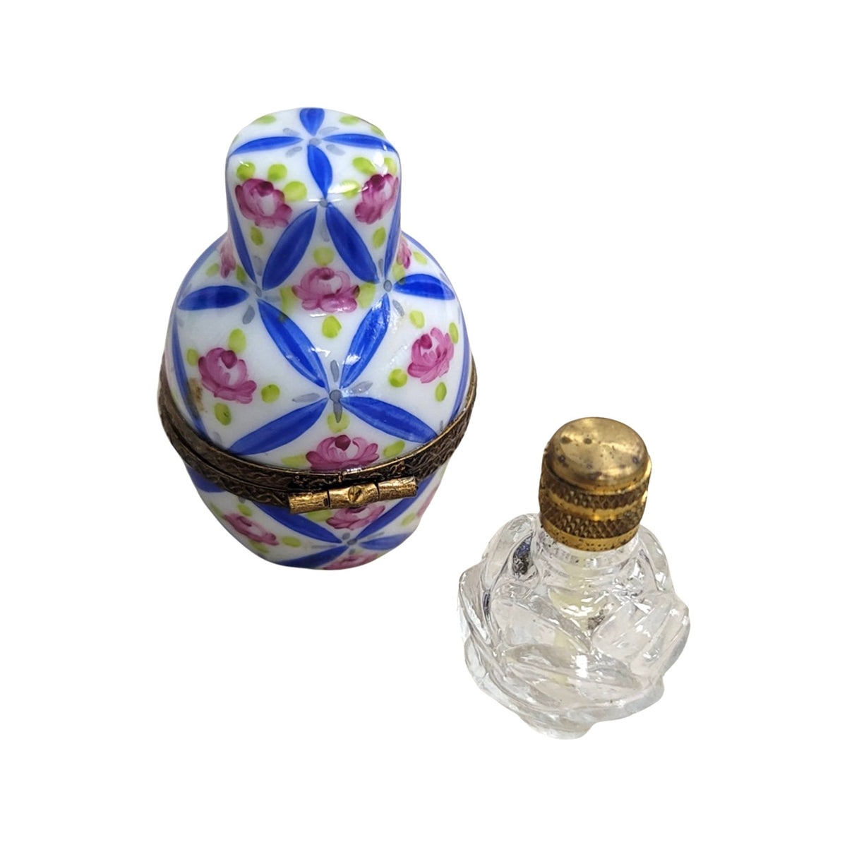 Blue Roses Perfume Porcelain Limoges Porcelain Art Object Gift, view 2