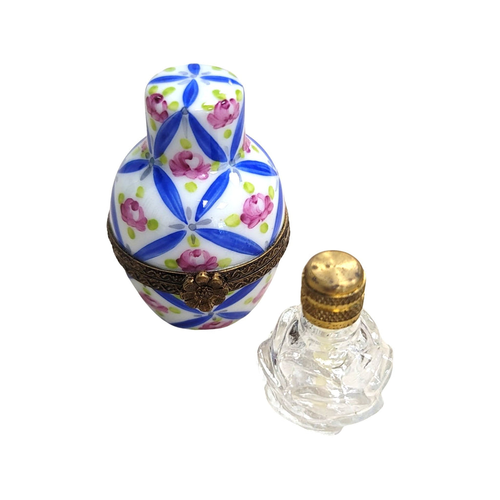 Blue Roses Perfume Porcelain Limoges Porcelain Art Object Gift, view 3