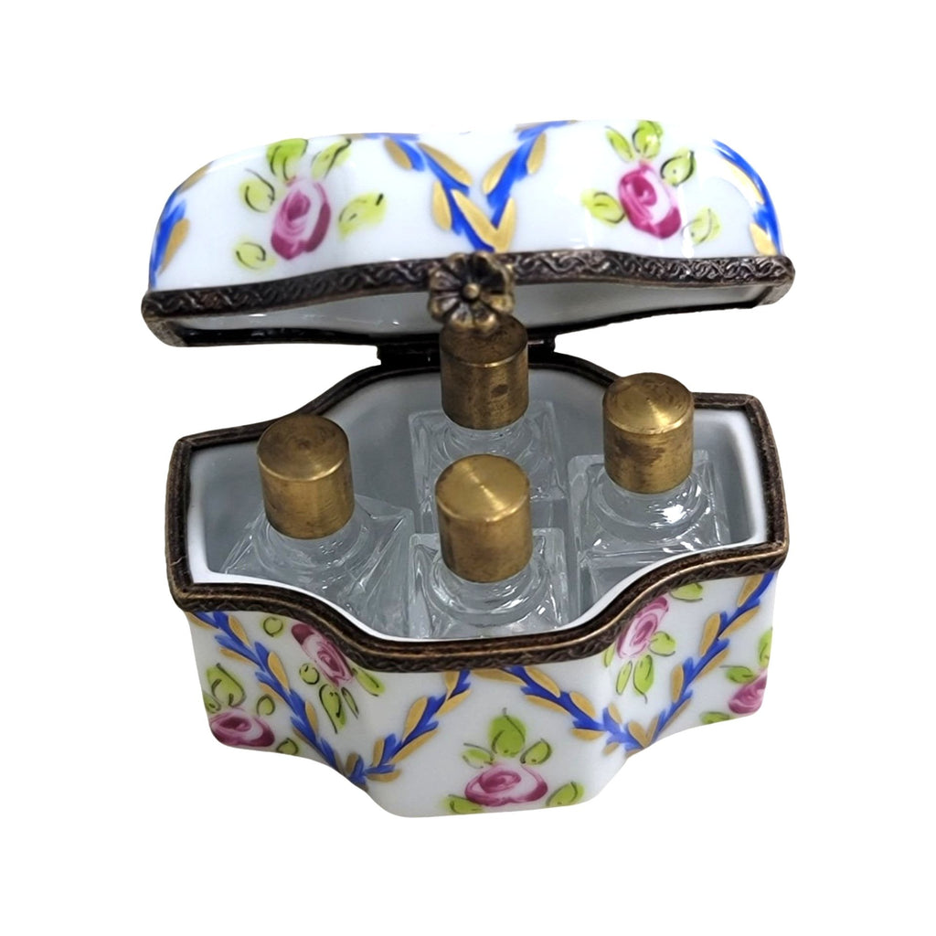 Fine art lovers will admire this 4 Perfume Roses Blue Limoges box