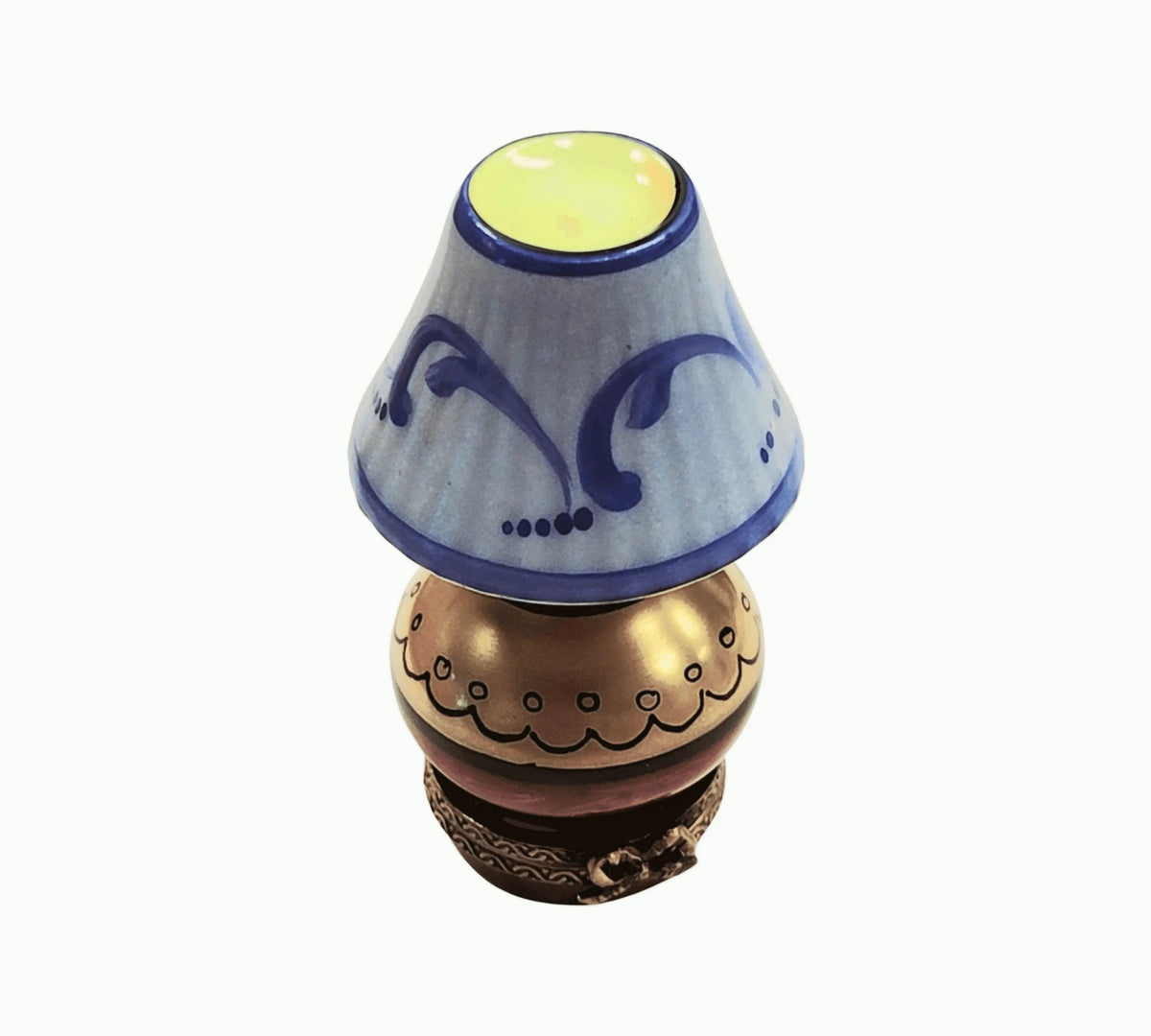 Table Lamp Blue Shade Limoges Box for French Decor, view 7