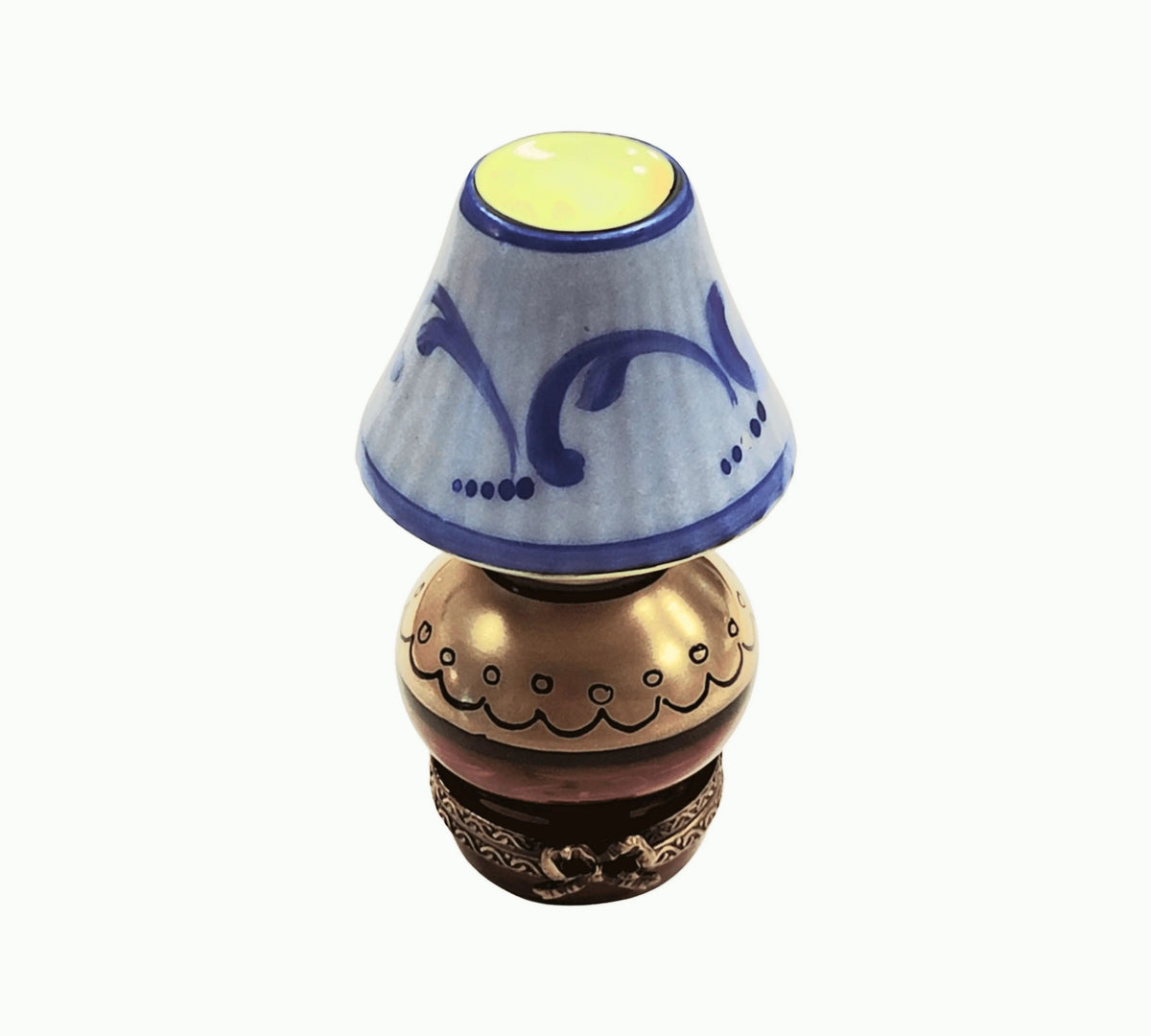 Table Lamp Blue Shade Limoges Box for French Decor, view 8