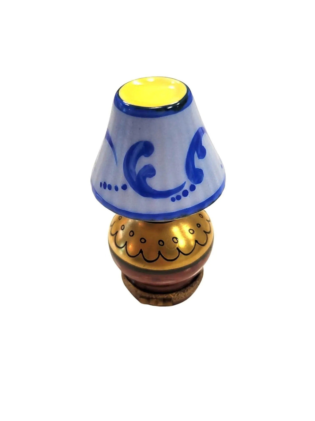 Table Lamp Blue Shade Limoges Box for French Decor, a hand-painted Limoges porcelain gift
