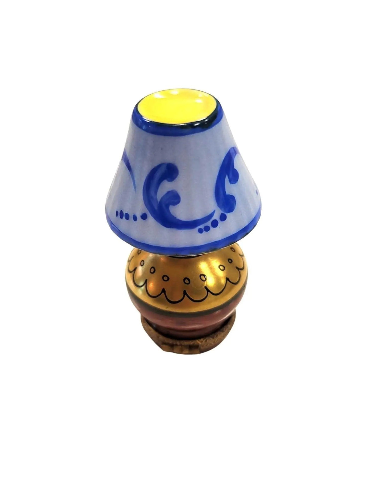 Table Lamp Blue Shade Limoges Box for French Decor, a hand-painted Limoges porcelain gift