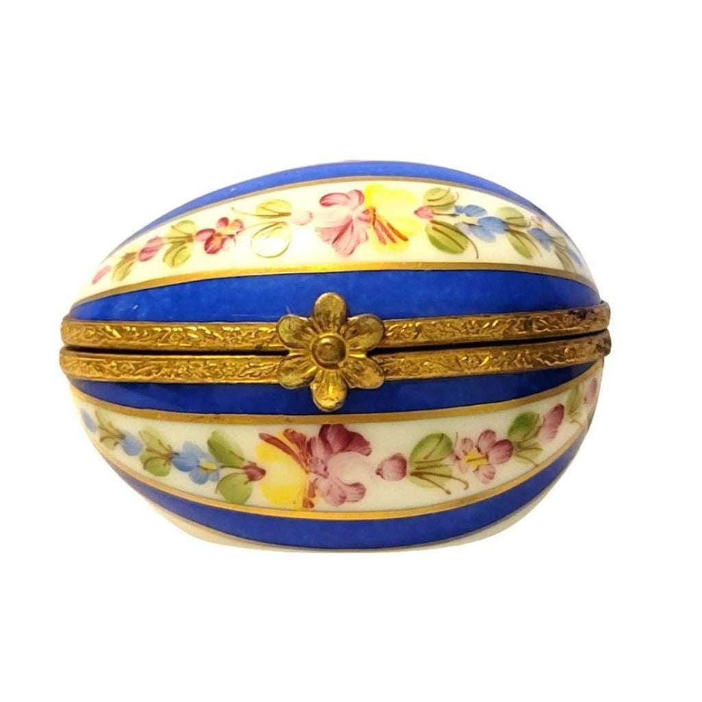 Blue Striped Egg Limoges box, an heirloom-quality piece for collectors