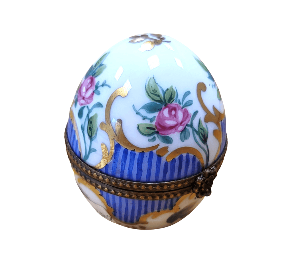 Blue Stripped Egg Perfume Limoges Porcelain 1 Gift Box, view 3