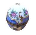 Blue Stripped Egg Perfume Limoges Porcelain 1 Gift Box, a hand-painted Limoges porcelain gift