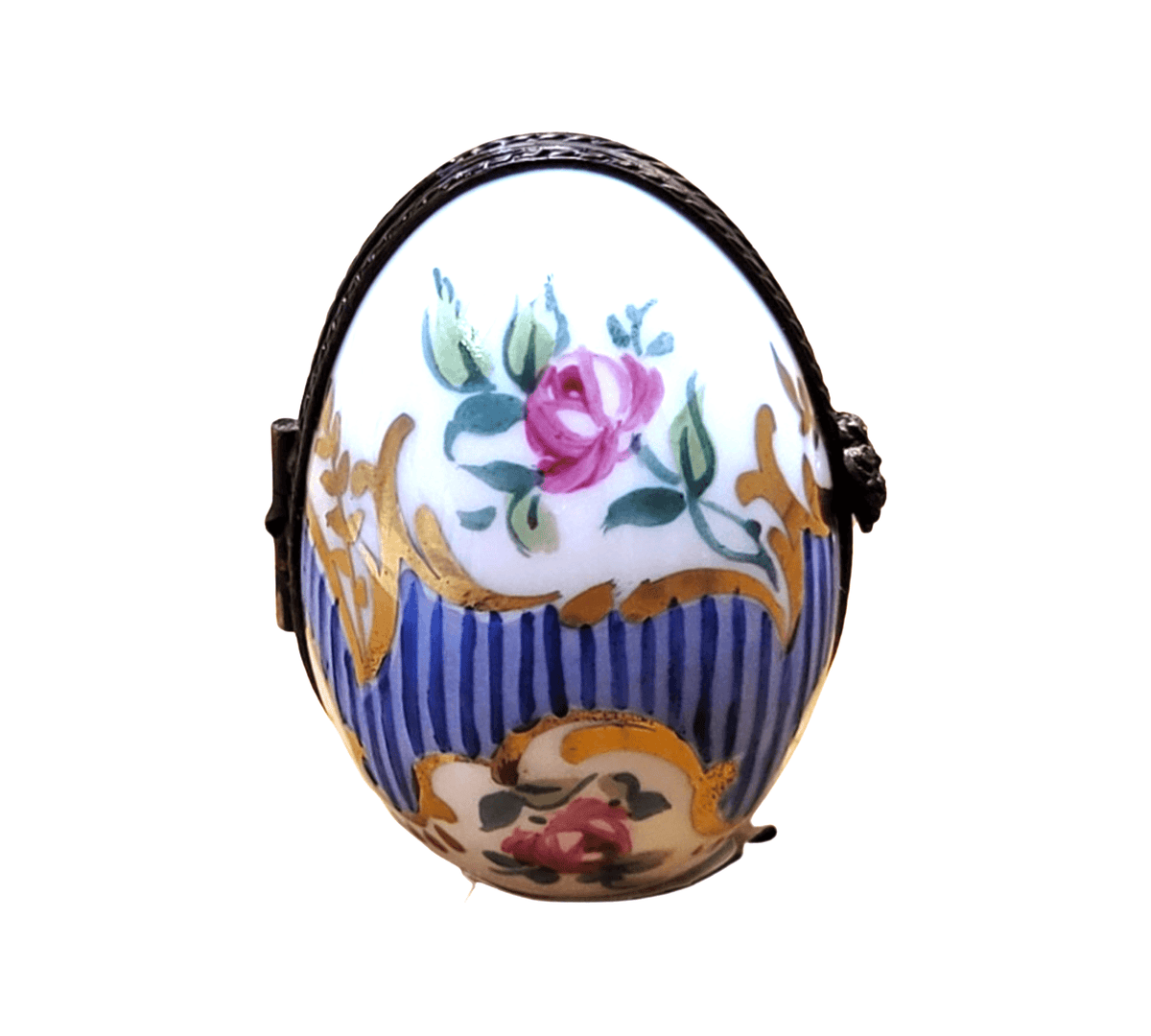 Blue Stripes Oval Vertical Picture Frame Inside Limoges, view 11