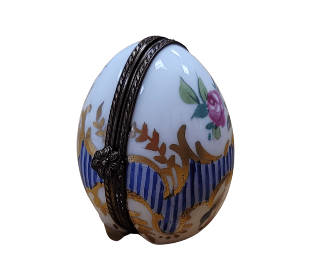 Gift idea for someone who loves France: Blue Stripes Oval Vertical Picture Frame Inside Limoges box