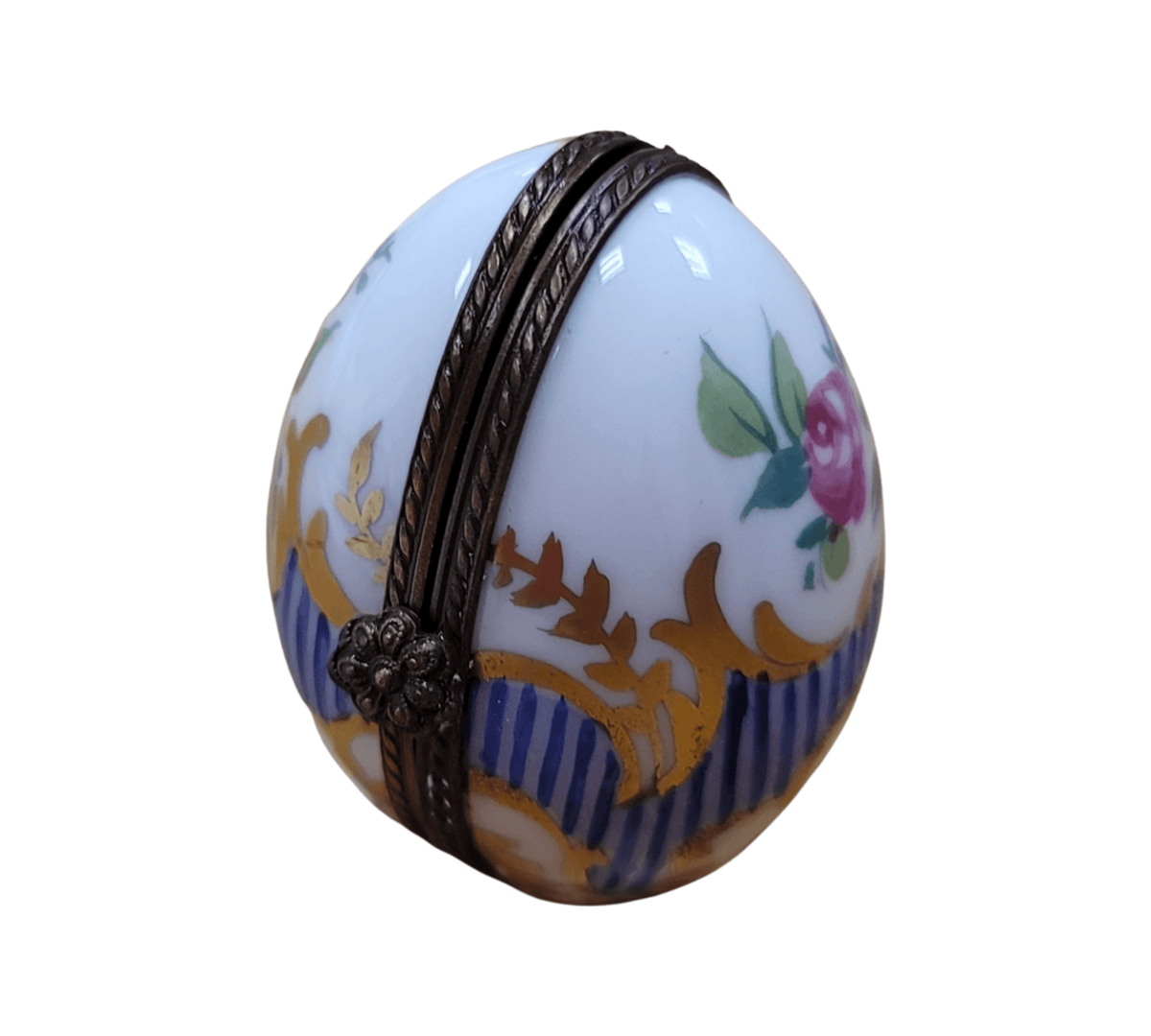 Blue Stripes Oval Vertical Picture Frame Inside Limoges, view 8