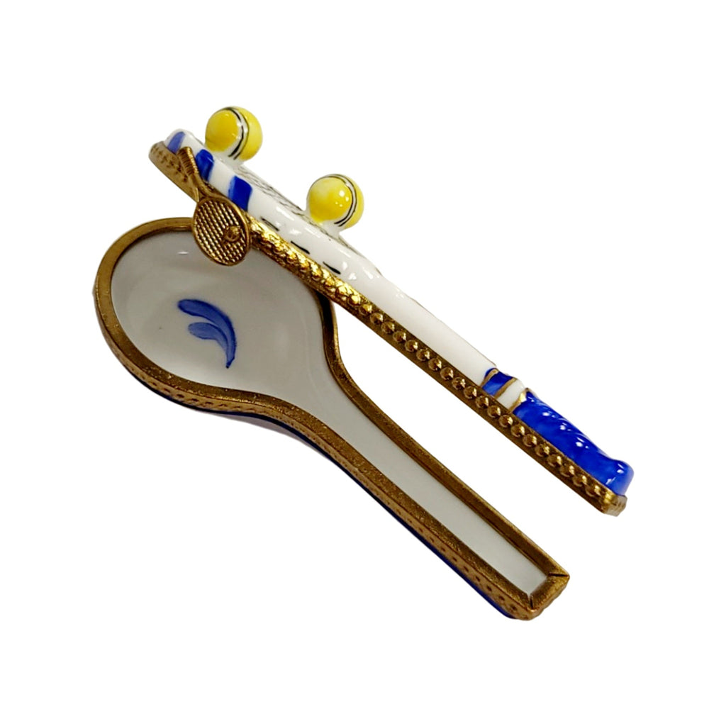 Blue Tennis Racquet 2 Balls Limoges Box, view 2