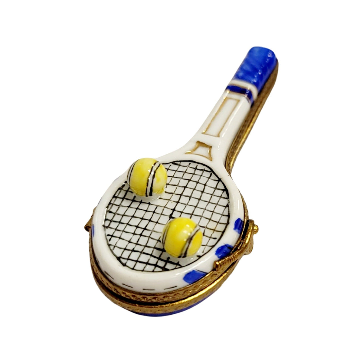 Blue Tennis Racquet 2 Balls Limoges Box, view 5