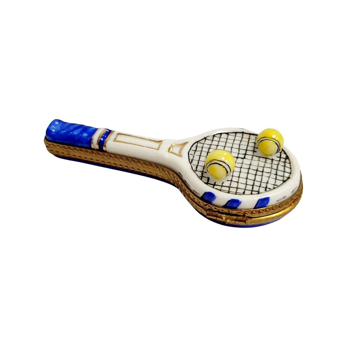 Blue Tennis Racquet 2 Balls Limoges Box, view 6