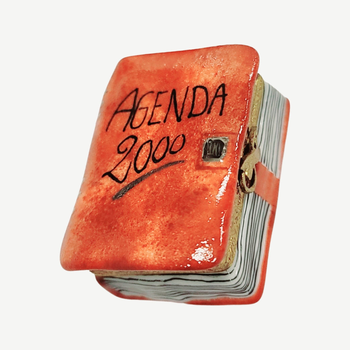 Book Agenda 2000 Limoges Porcelain Art Object, a hand-painted Limoges porcelain gift