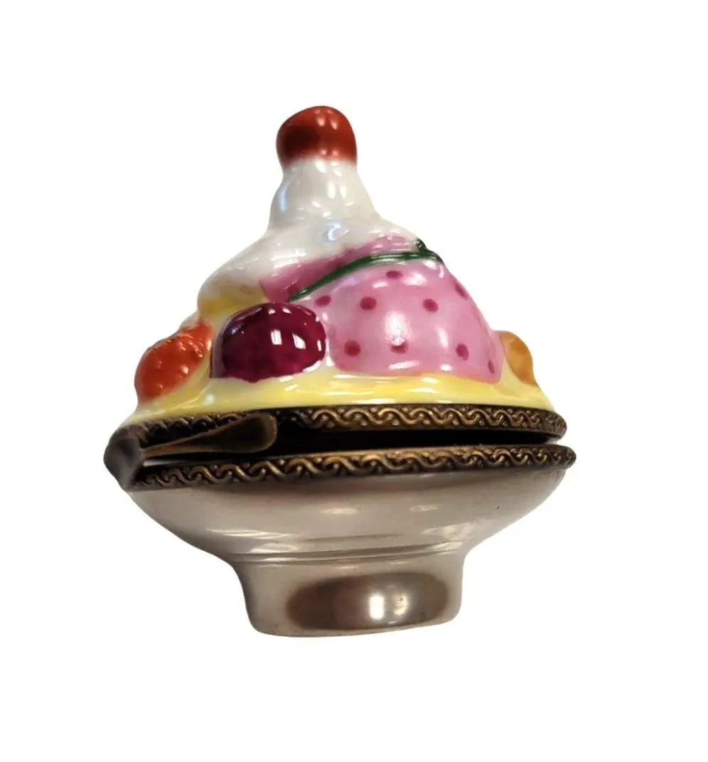 Bowl of Ice Cream Sunday Limoges Box Figurine, a hand-painted Limoges porcelain gift