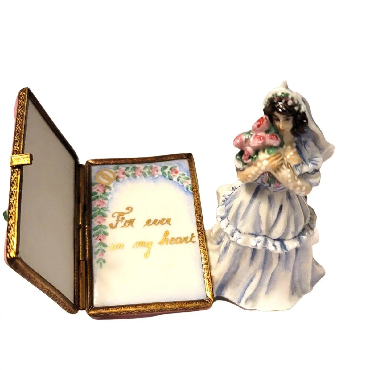 Bride Wedding Anniversary w Bride Limoges Porcelain Art Object, view 2