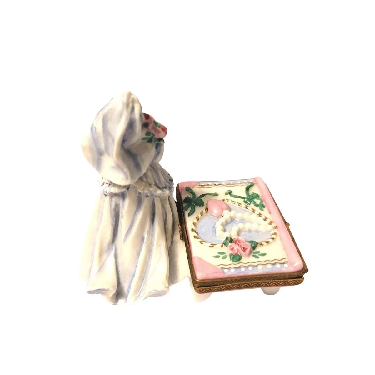 Bride Wedding Anniversary w Bride Limoges Porcelain Art Object, view 3