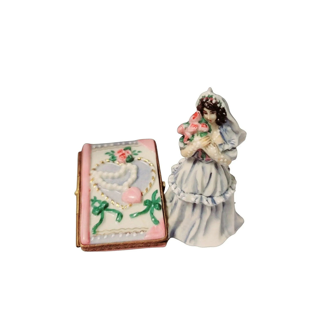 Collectible Bride Wedding Anniversary with Bride Limoges box with artisan brushwork