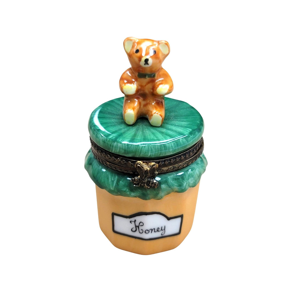 Porcelain Brown Bear Figurine Honey Jar for Collectors, a hand-painted Limoges porcelain gift