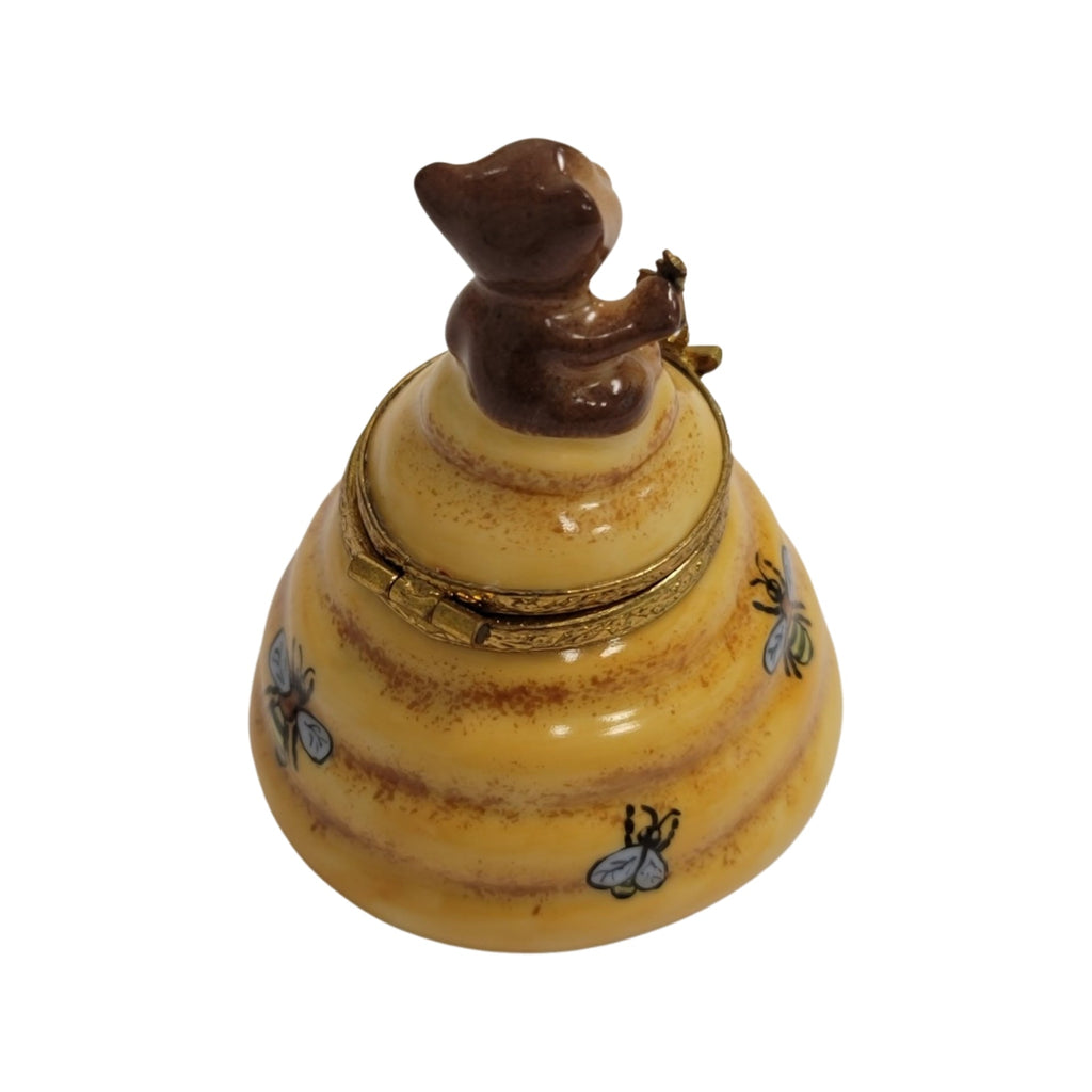 Brown Bear on Bee Hive Honey Comb Limoges Box Gift, view 3