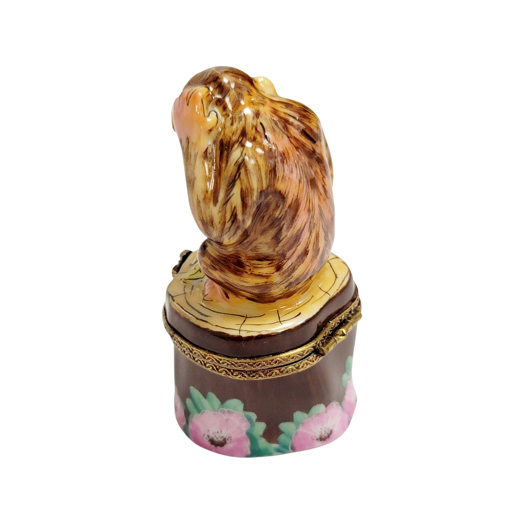 Brown Monkey on Stump Limoges Box, view 6