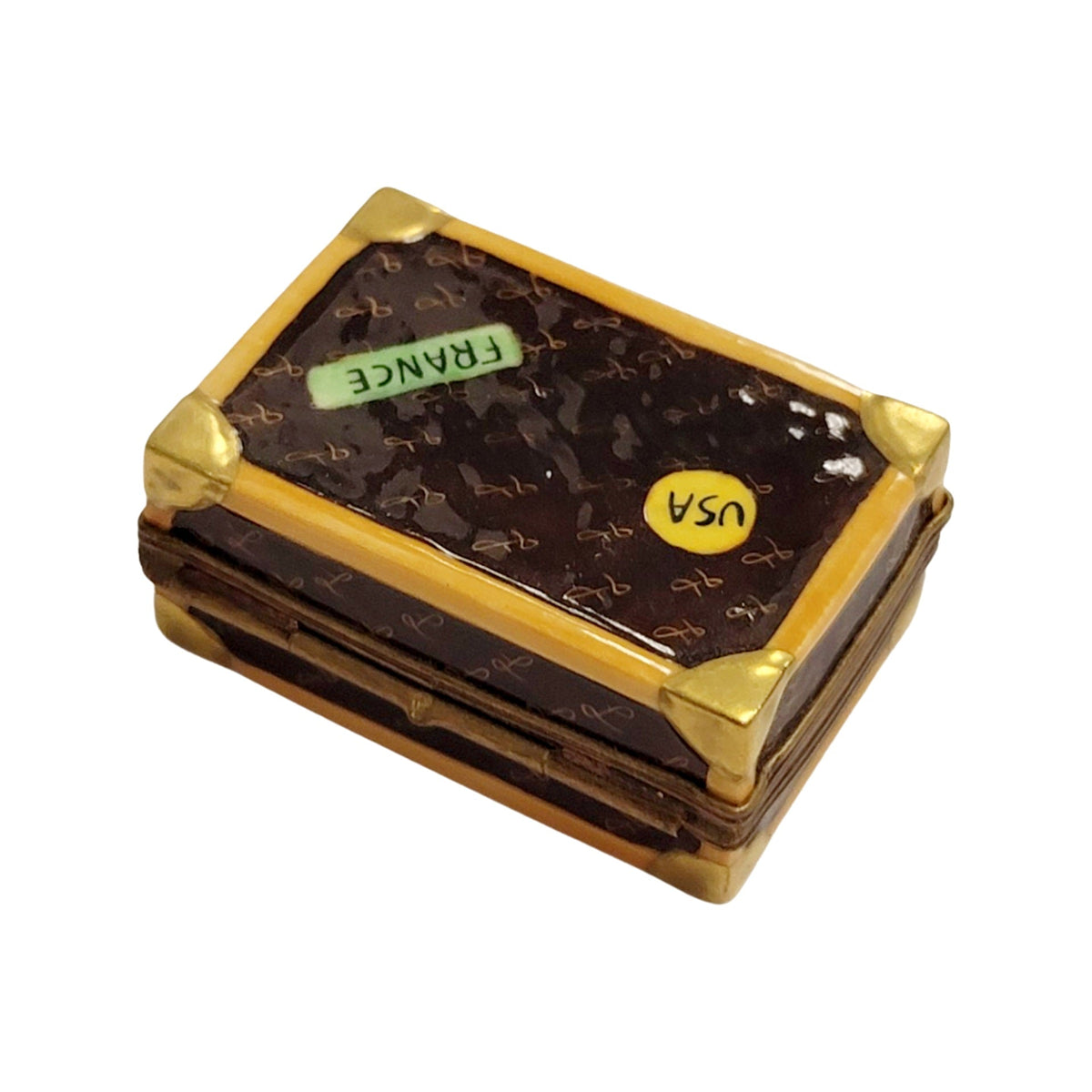 Brown Suitcase Limoges Box for Travel Enthusiasts, view 3