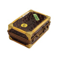 Brown Suitcase Limoges Box for Travel Enthusiasts, a hand-painted Limoges porcelain gift