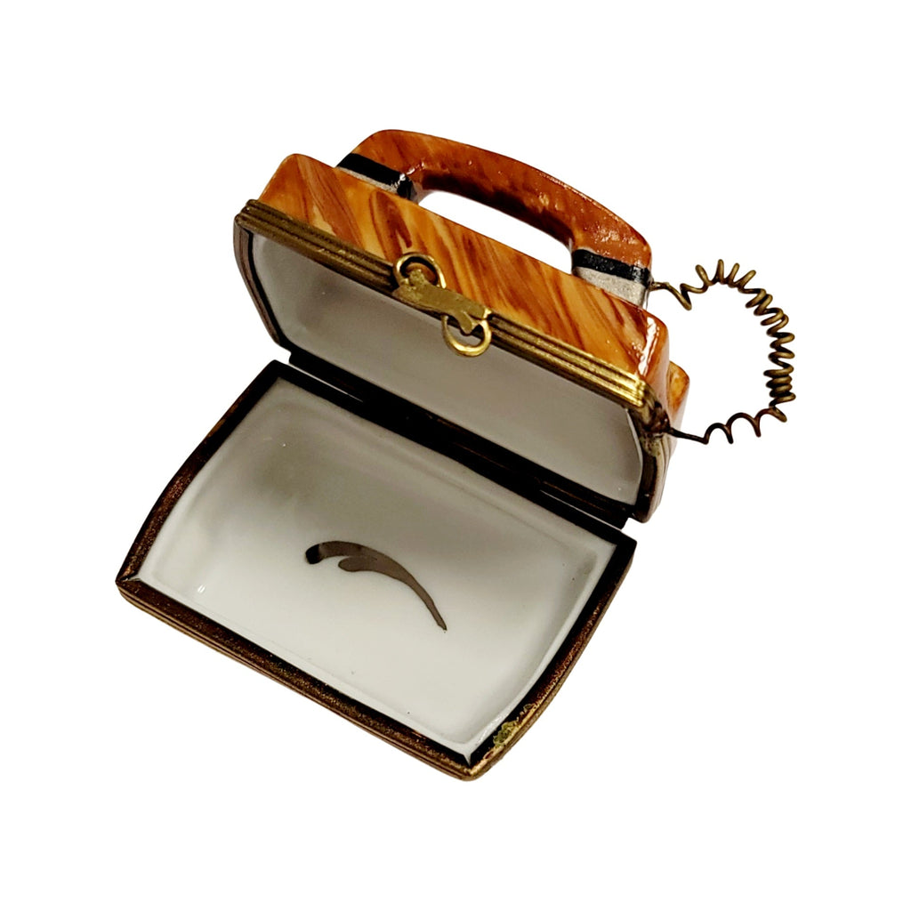 Brown Phone Telephone Limoges Box Figurine Limoges, view 2