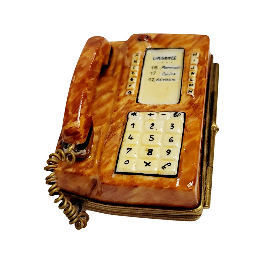 Brown Phone Telephone Limoges Box Figurine Limoges, view 3
