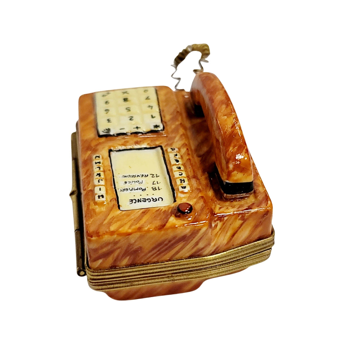 Brown Phone Telephone Limoges Box Figurine Limoges, view 4