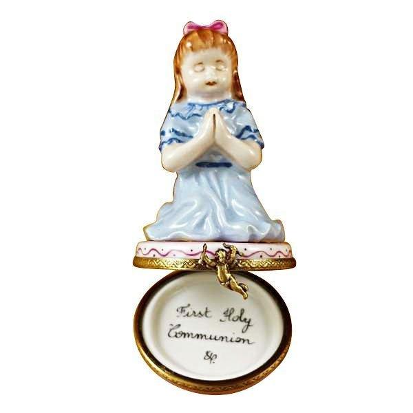 Brunette Girl Praying Limoges Box for Faithful Collectors, view 3