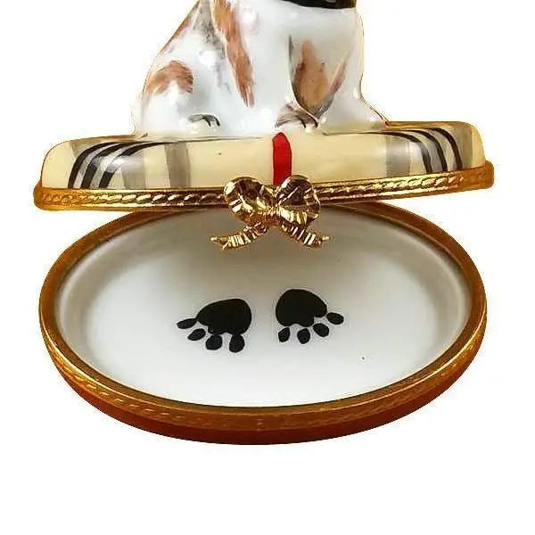 Bulldog on Plaid Rug Limoges Box, view 2