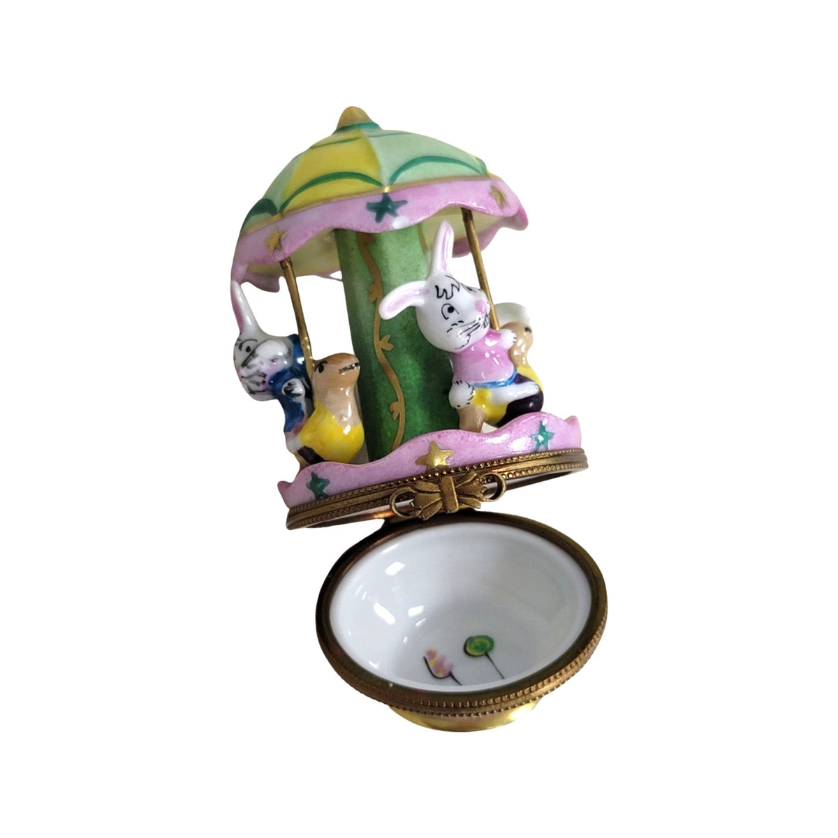 Bunny Carnival Ride Carousel Limoges Box Figurine, view 2