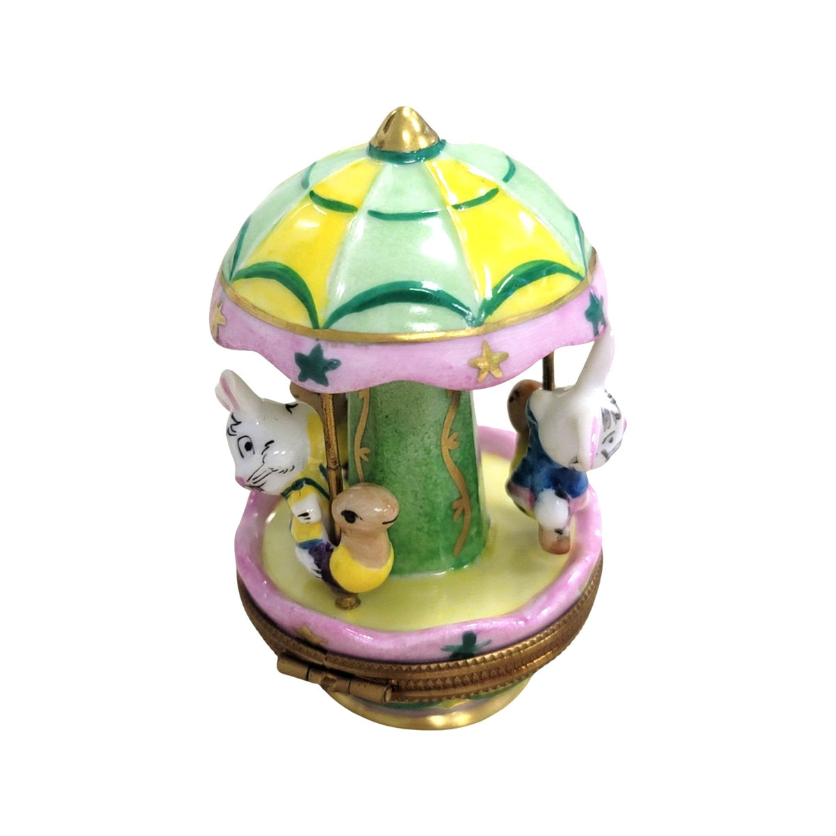 Bunny Carnival Ride Carousel Limoges Box Figurine, a hand-painted Limoges porcelain gift