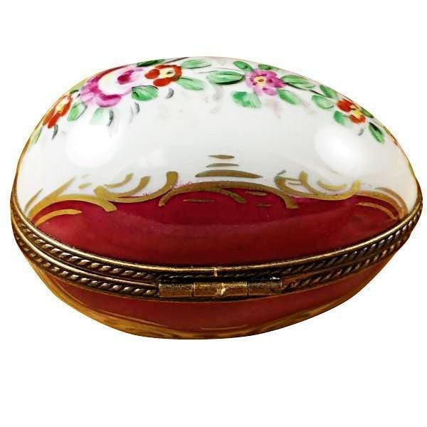 Burgundy Egg with Flowers Limoges Box, view 2