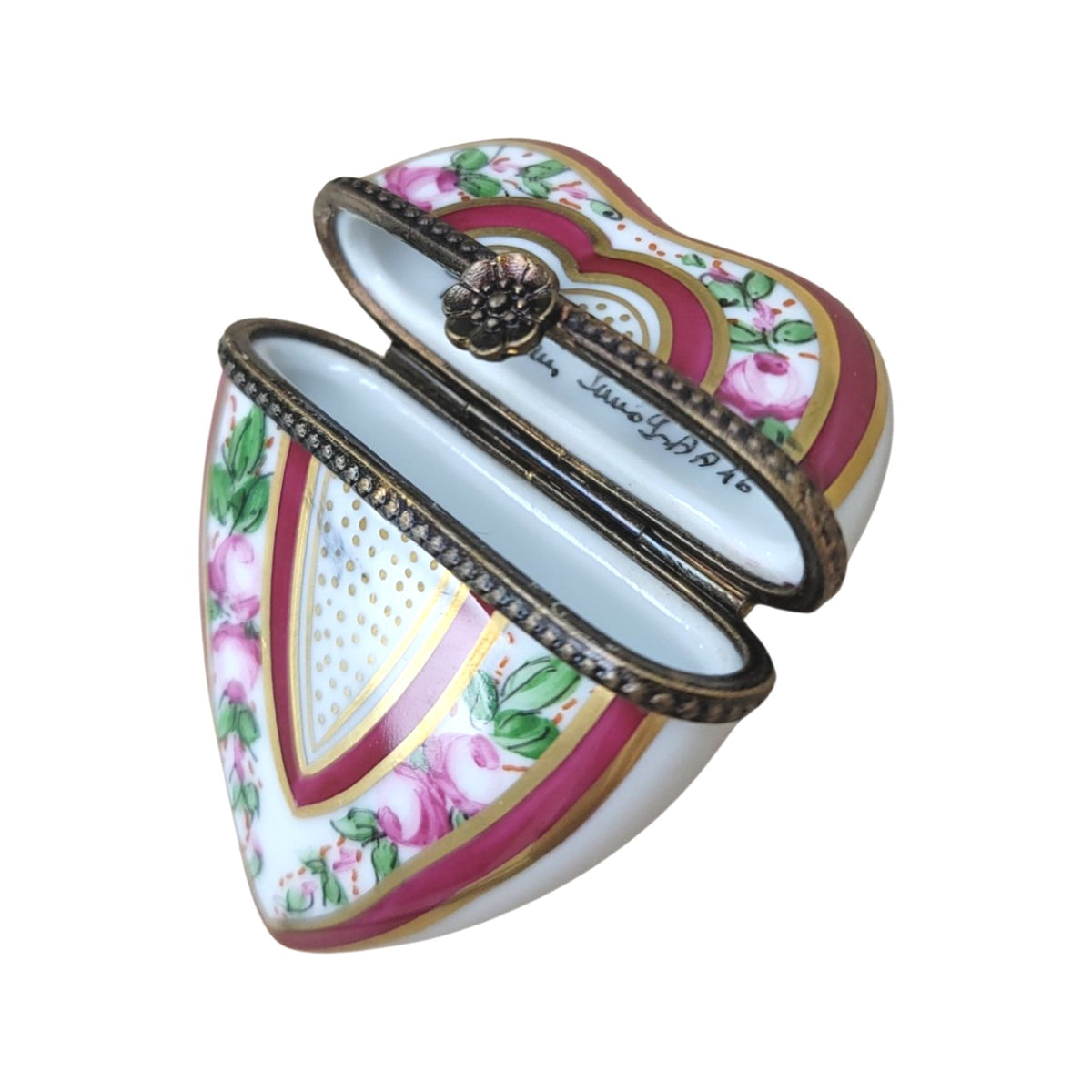 Burgundy Heart Limoges Porcelain Art Object, view 2