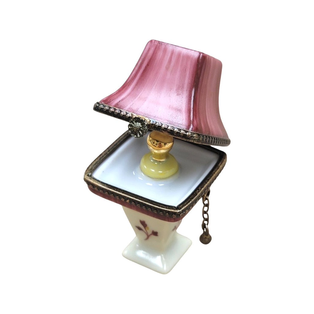 Burgundy Table Lamp Lightbulb Limoges Box Figurine, view 2
