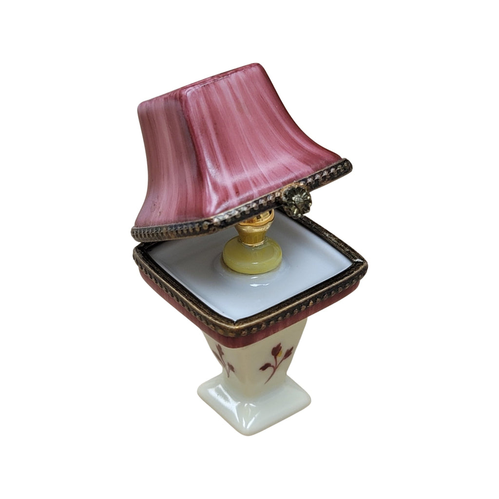 Burgundy Table Lamp Lightbulb Limoges Box Figurine, view 3