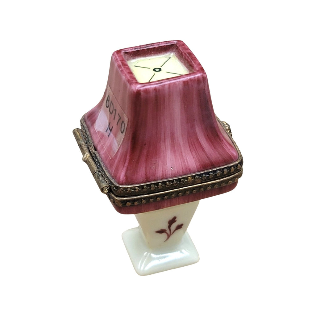 Burgundy Table Lamp Lightbulb Limoges Box Figurine, view 4