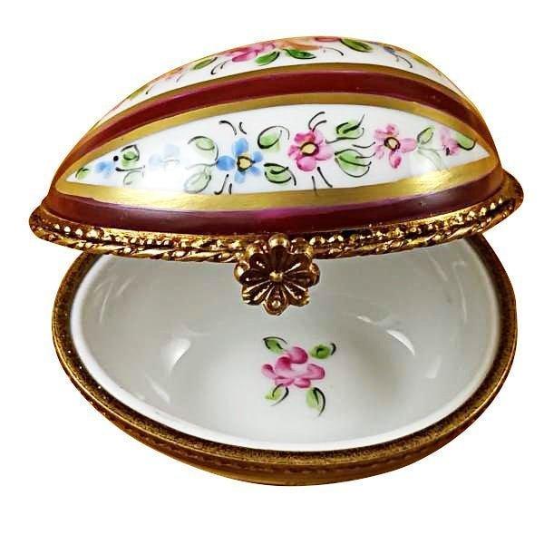 The painter's artistry shows on this Burgundy Striped Egg Limoges box