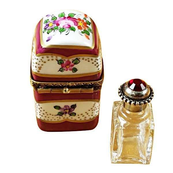 The Burgundy Tall with Flowers Bottle, a Limoges keepsake with true French charm