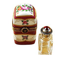 Limoges Boutique presents the Rochard Burgundy Tall with Flowers Bottle, a genuine Limoges box painted by hand in France