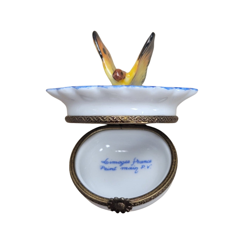 Butterfly on Flower Limoges Porcelain Box for Nature Lovers, view 2