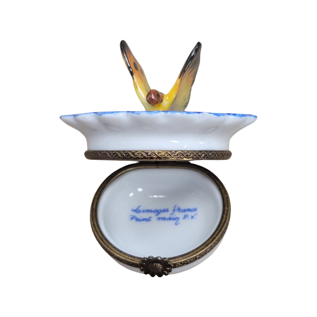 Butterfly on Flower Limoges Porcelain Box for Nature Lovers, view 2