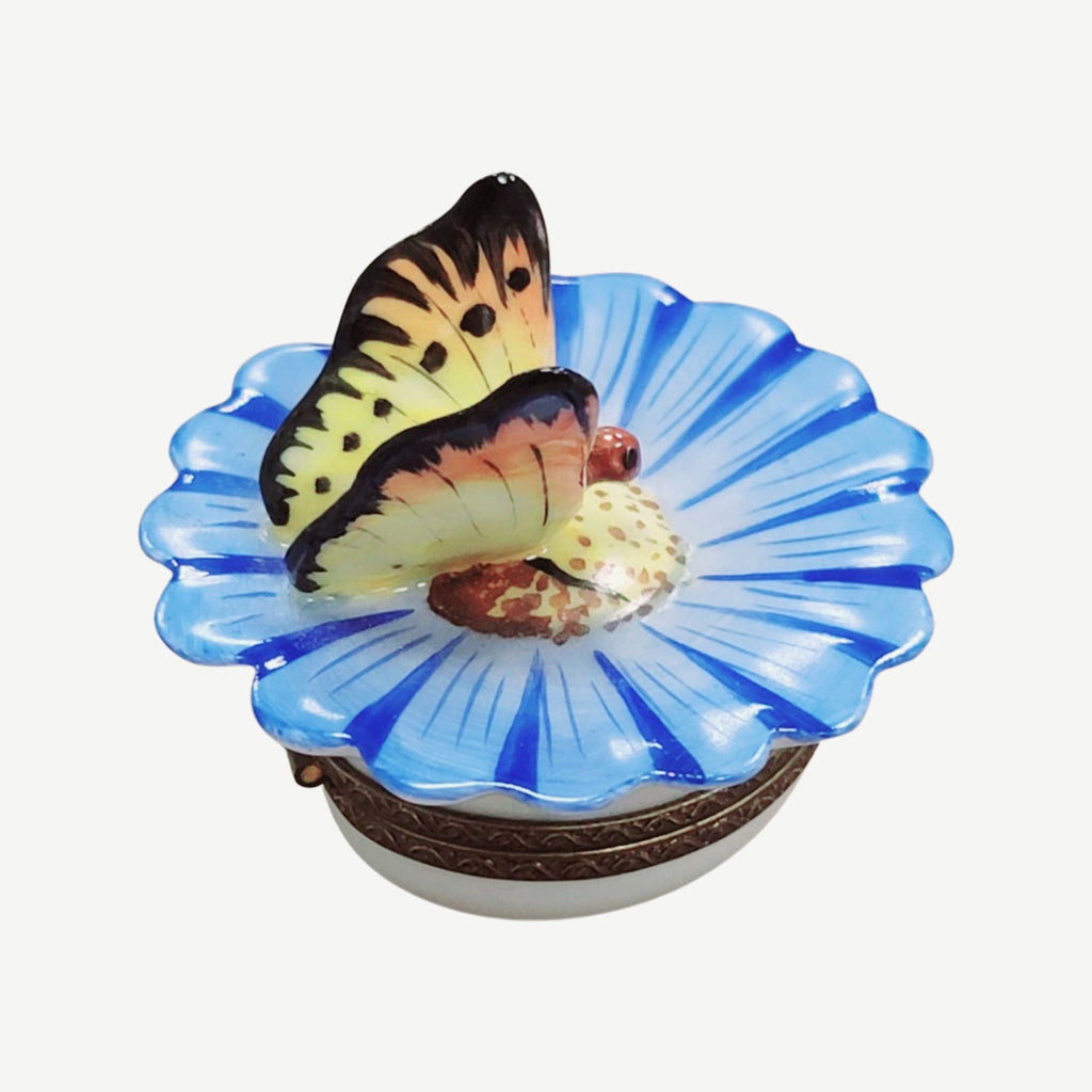 Butterfly on Flower Limoges Porcelain Box for Nature Lovers, view 3