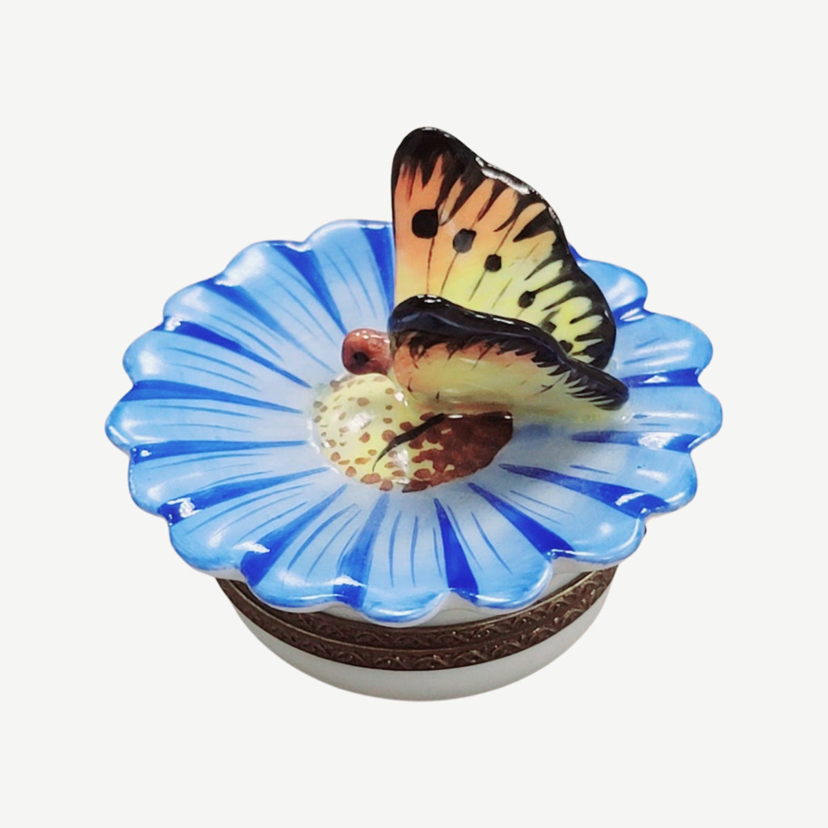 Butterfly on Flower Limoges Porcelain Box for Nature Lovers, view 4