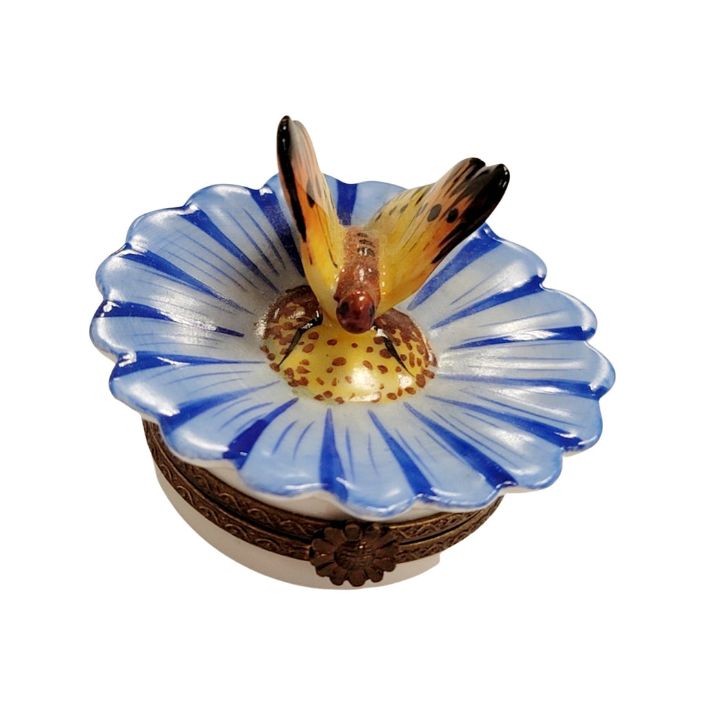 Butterfly on Flower Limoges Porcelain Box for Nature Lovers, view 6